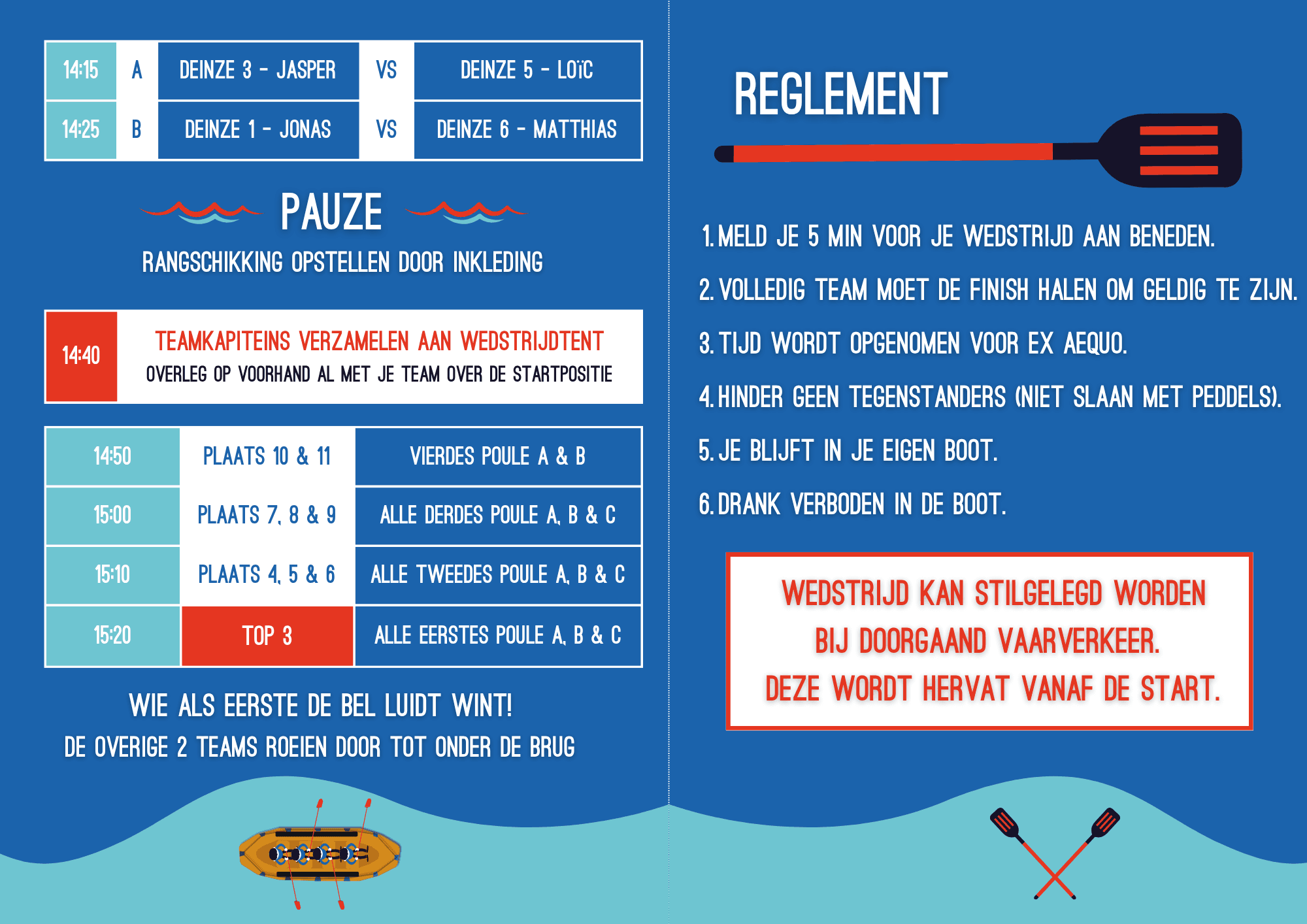 Finale schema en tijden